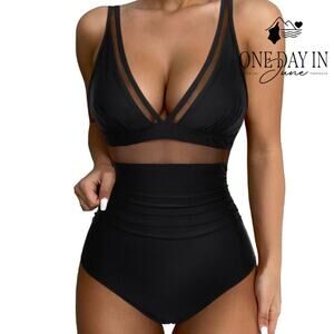 Suukess Mesh Cut Out One Piece Swimsuit Size XL
